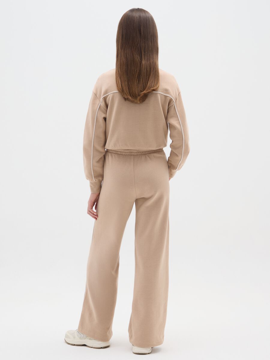 Girls' beige wide leg trousers in cotton blend_1