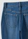 Jeans blu baggy in puro cotone con risvolto ricamato per bambina_3