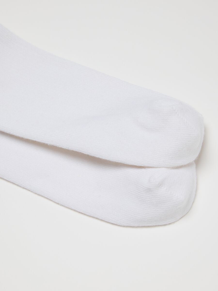 White Midi Cotton Blend Socks_2