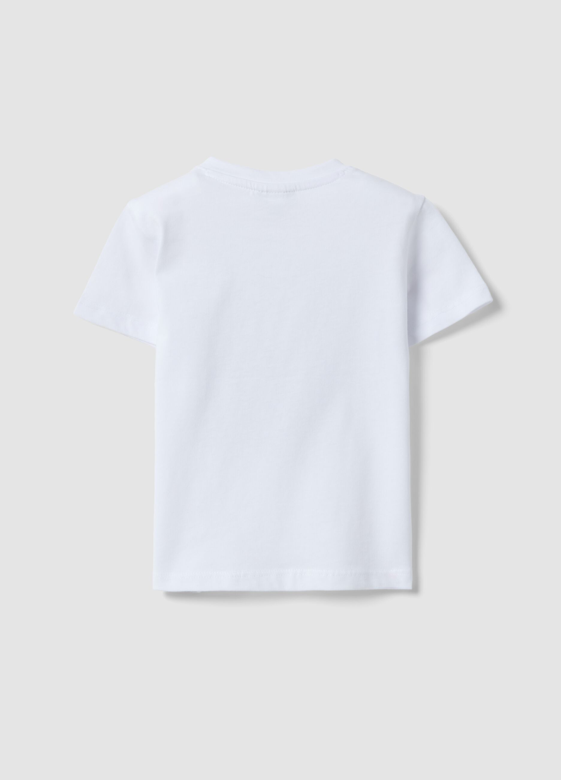 White pure cotton boys&rsquo; T-shirt, regular fit, with nautical print