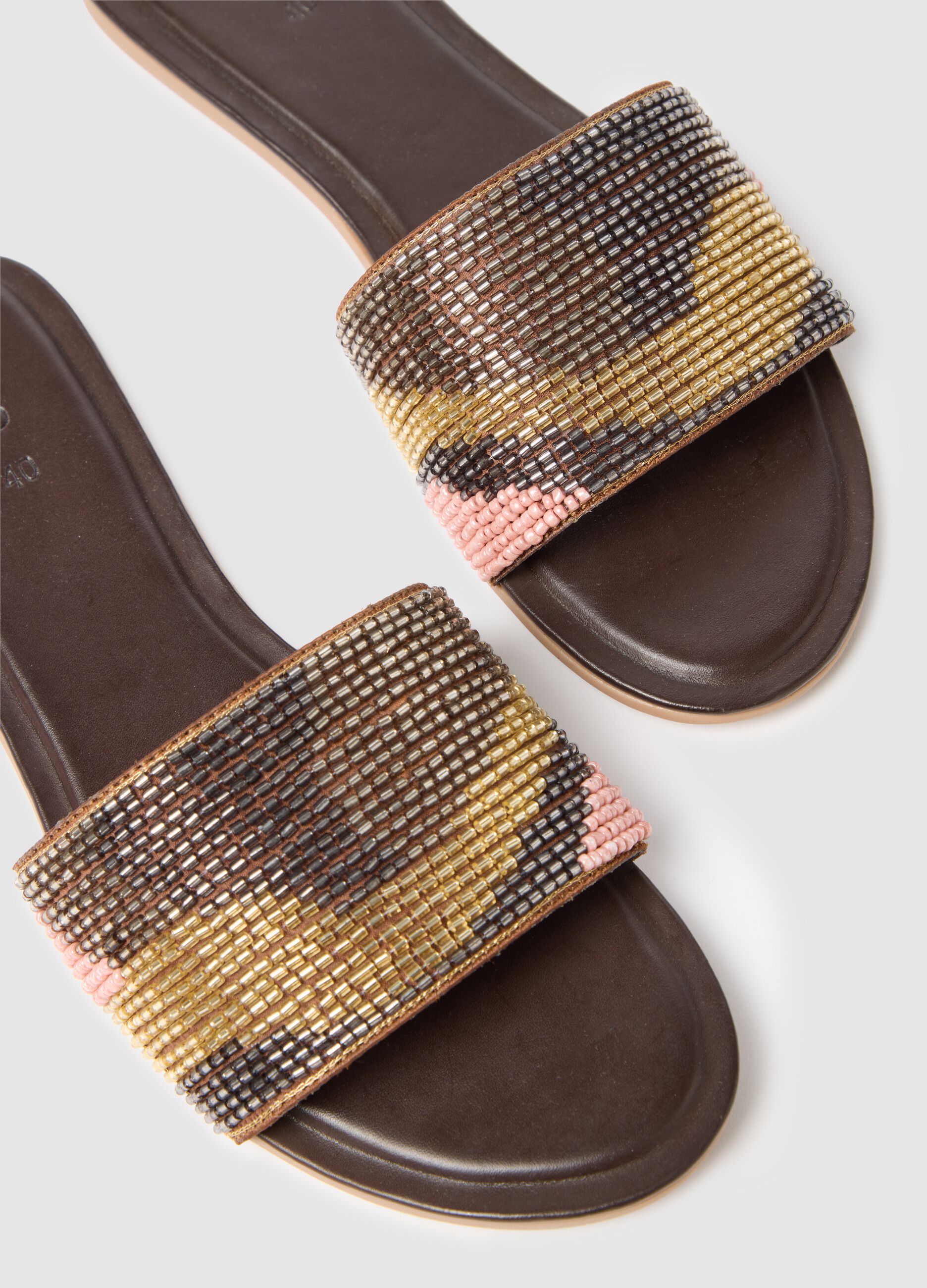 Women's multicoloured mesh sandals with rhinestones