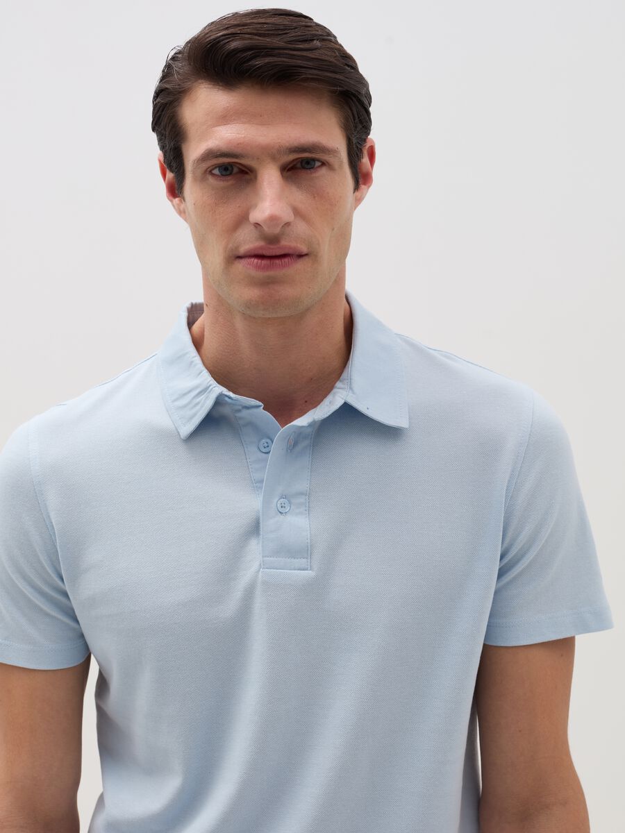 Solid colour piquet polo shirt_0