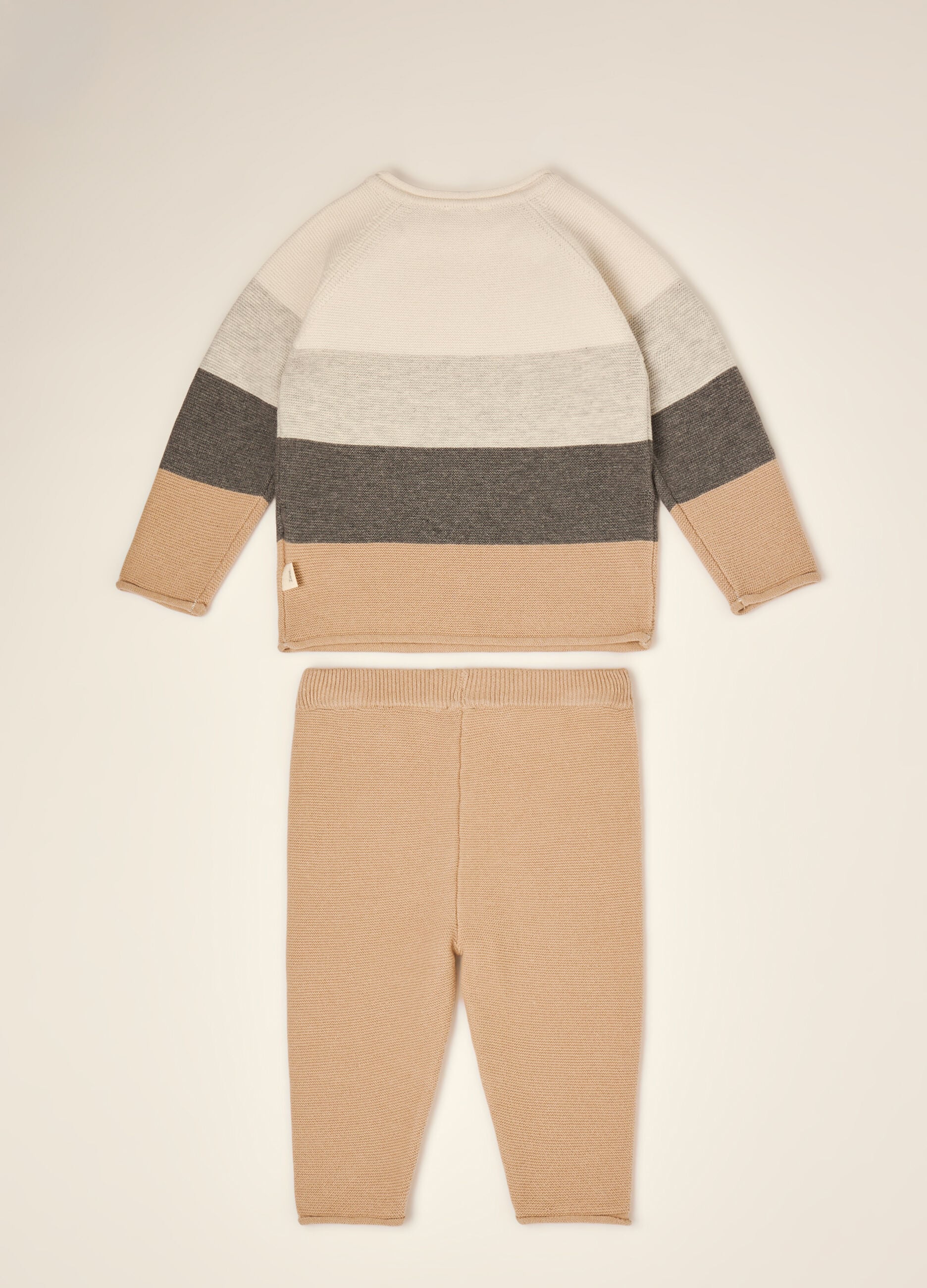 Beige pure cotton set with top and trousers