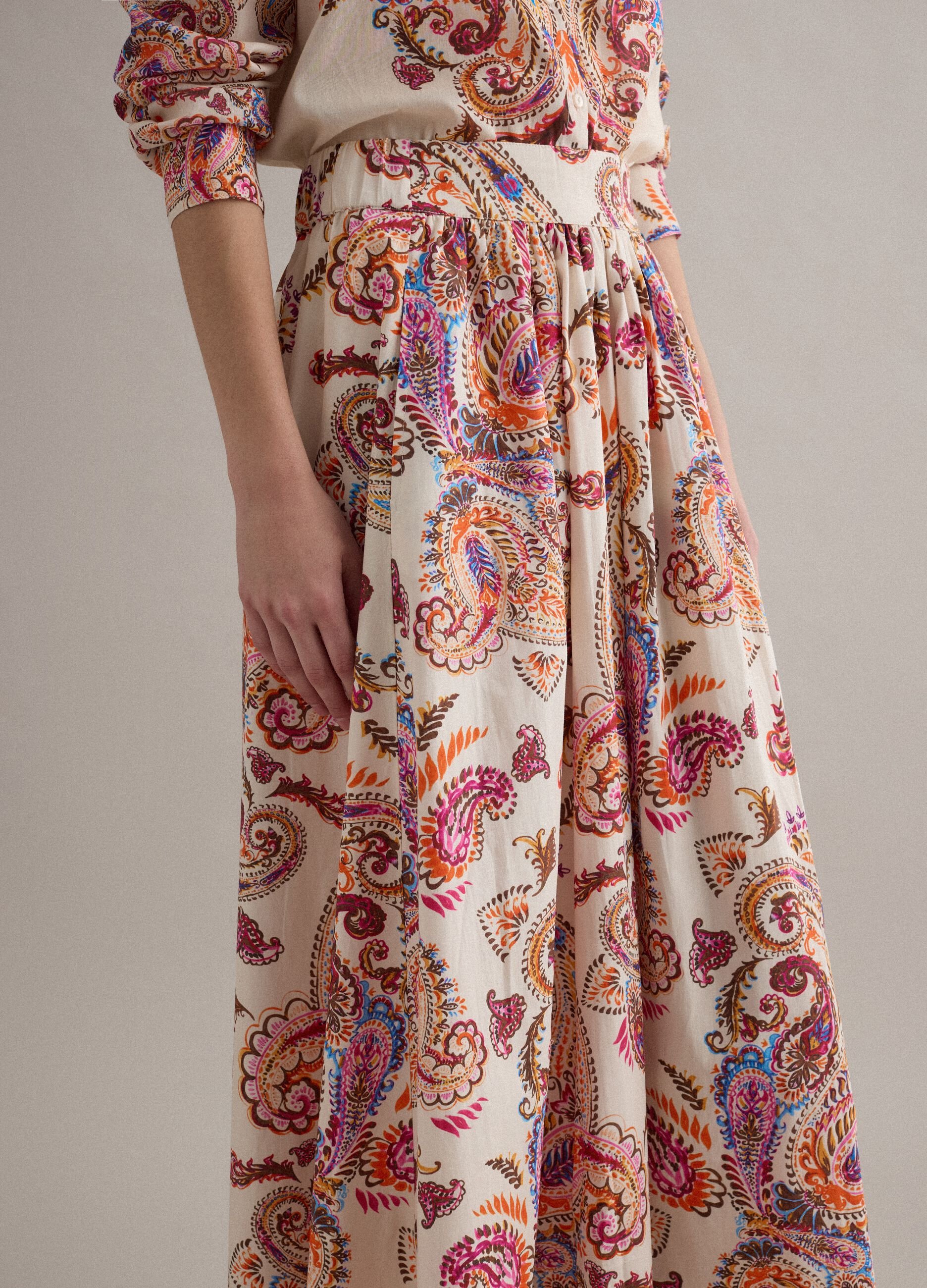 Multicoloured pure cotton maxi skirt