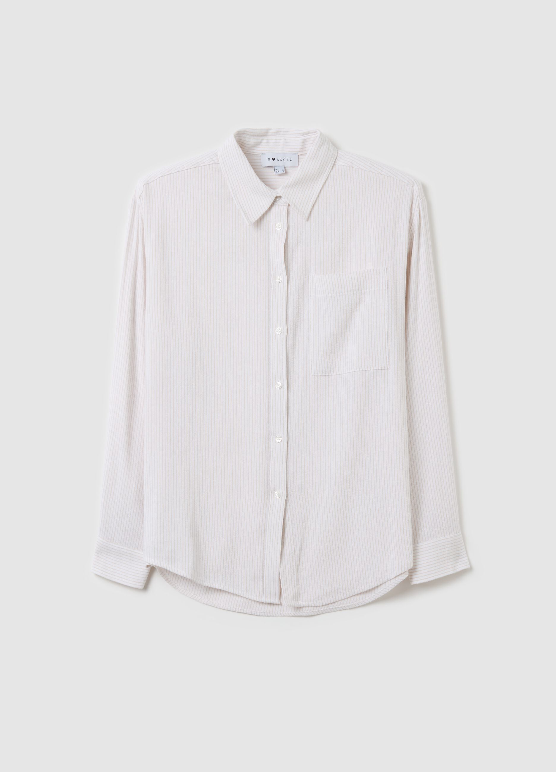 Striped beige shirt in cotton and linen