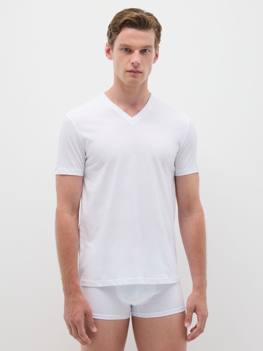 Tripack di t-shirt da uomo in puro cotone bianche regular fit_0
