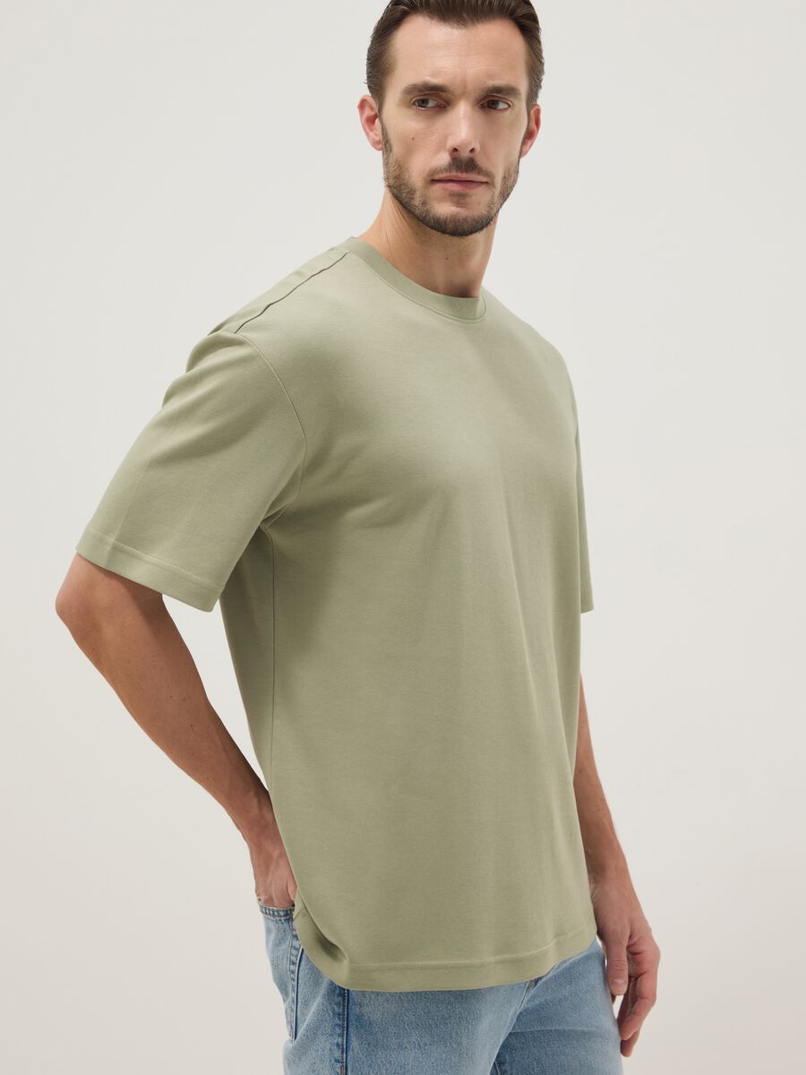 Green pure cotton short-sleeve T-shirt, relaxed fit_0