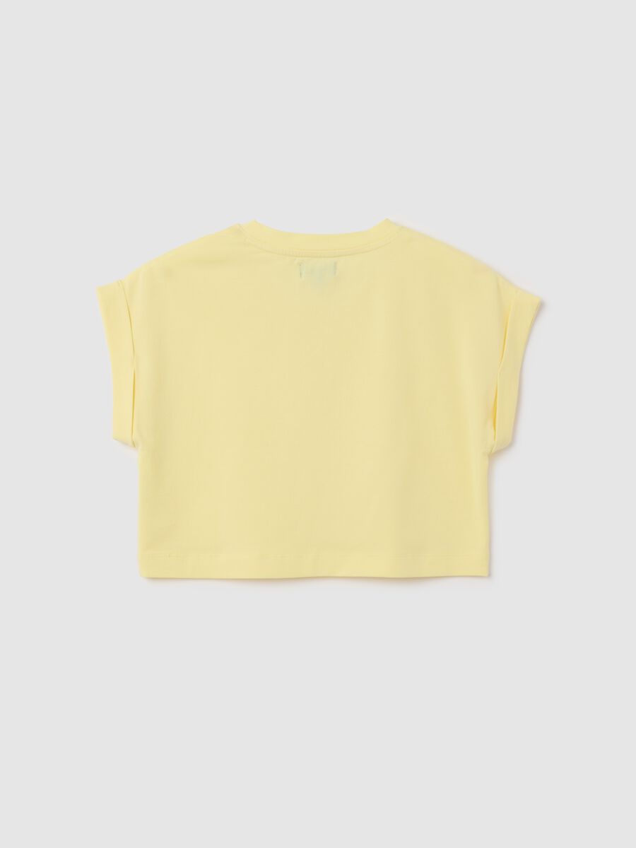 Girls' regular fit yellow cotton T-shirt_4