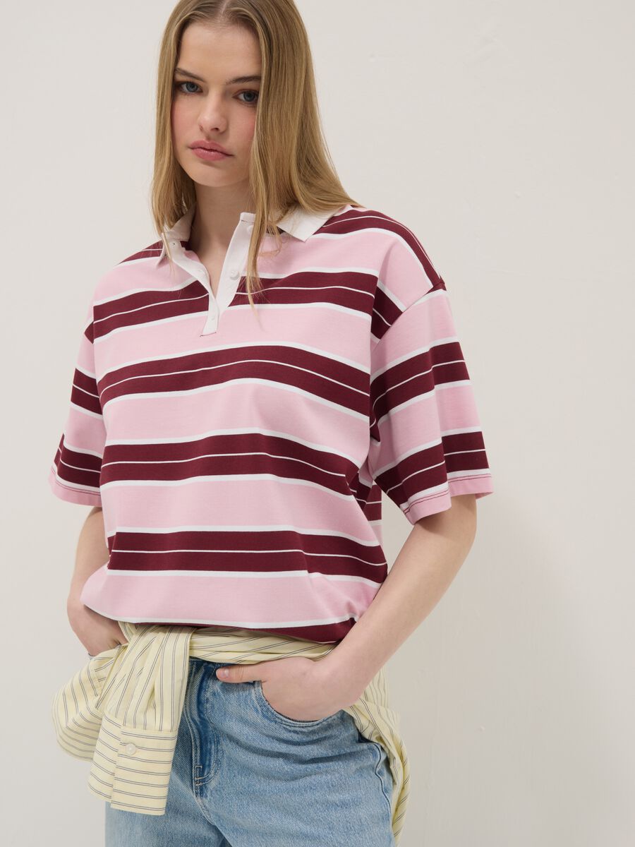 Women's Regular Fit Multi-Coloured Striped Pure Cotton Polo_0