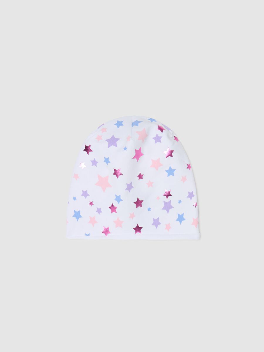 Printed jersey beanie hat_0