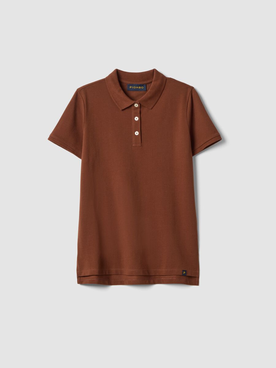 Brown regular fit organic cotton polo shirt_0