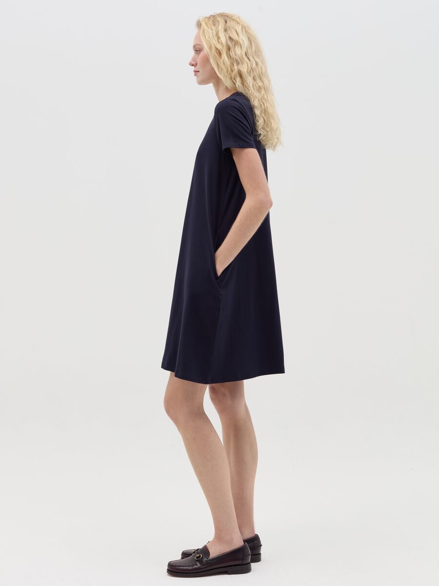 Essentials short navy blue dress in cotton_1