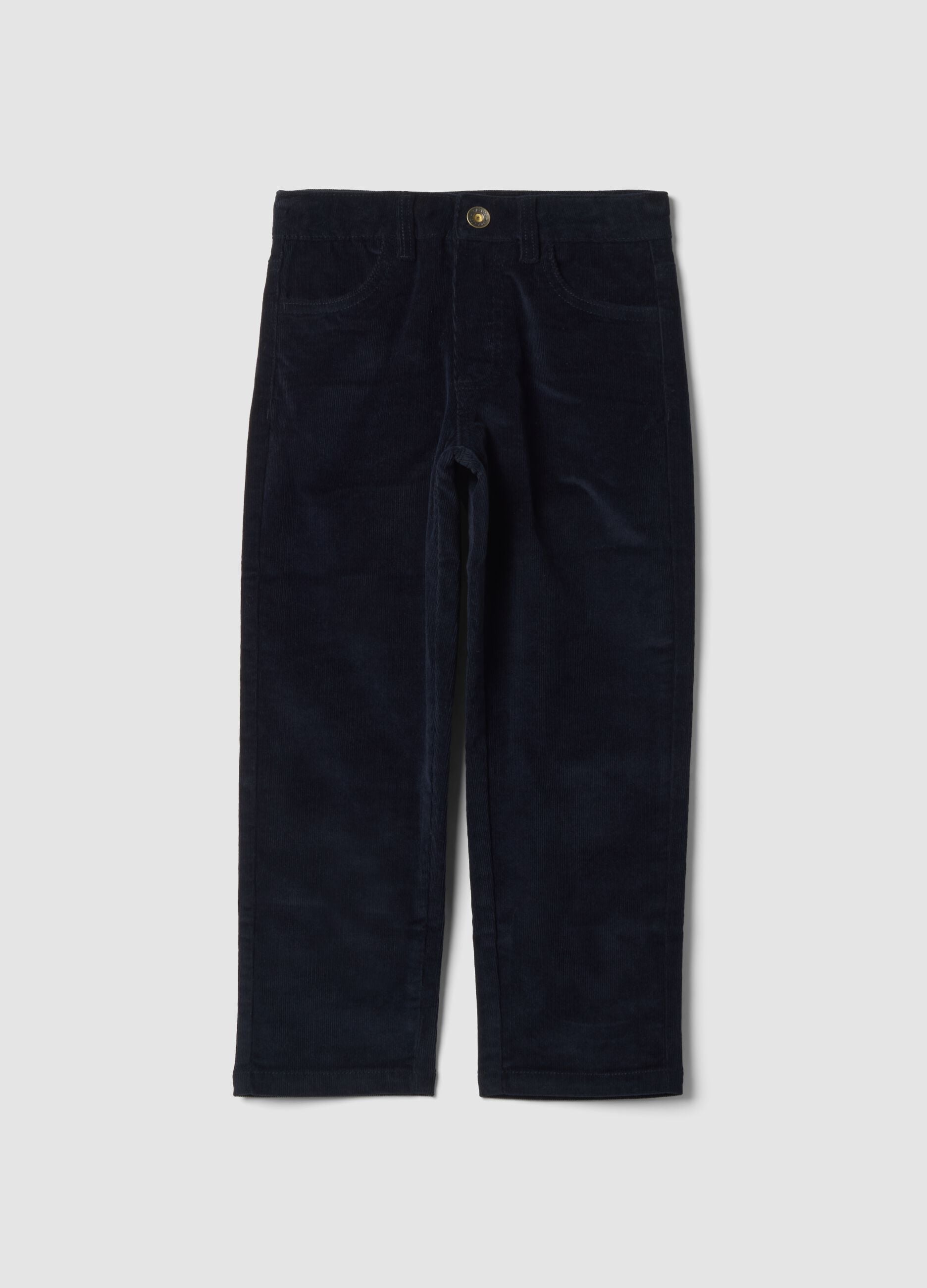 Blue ribbed stretch-cotton trousers
