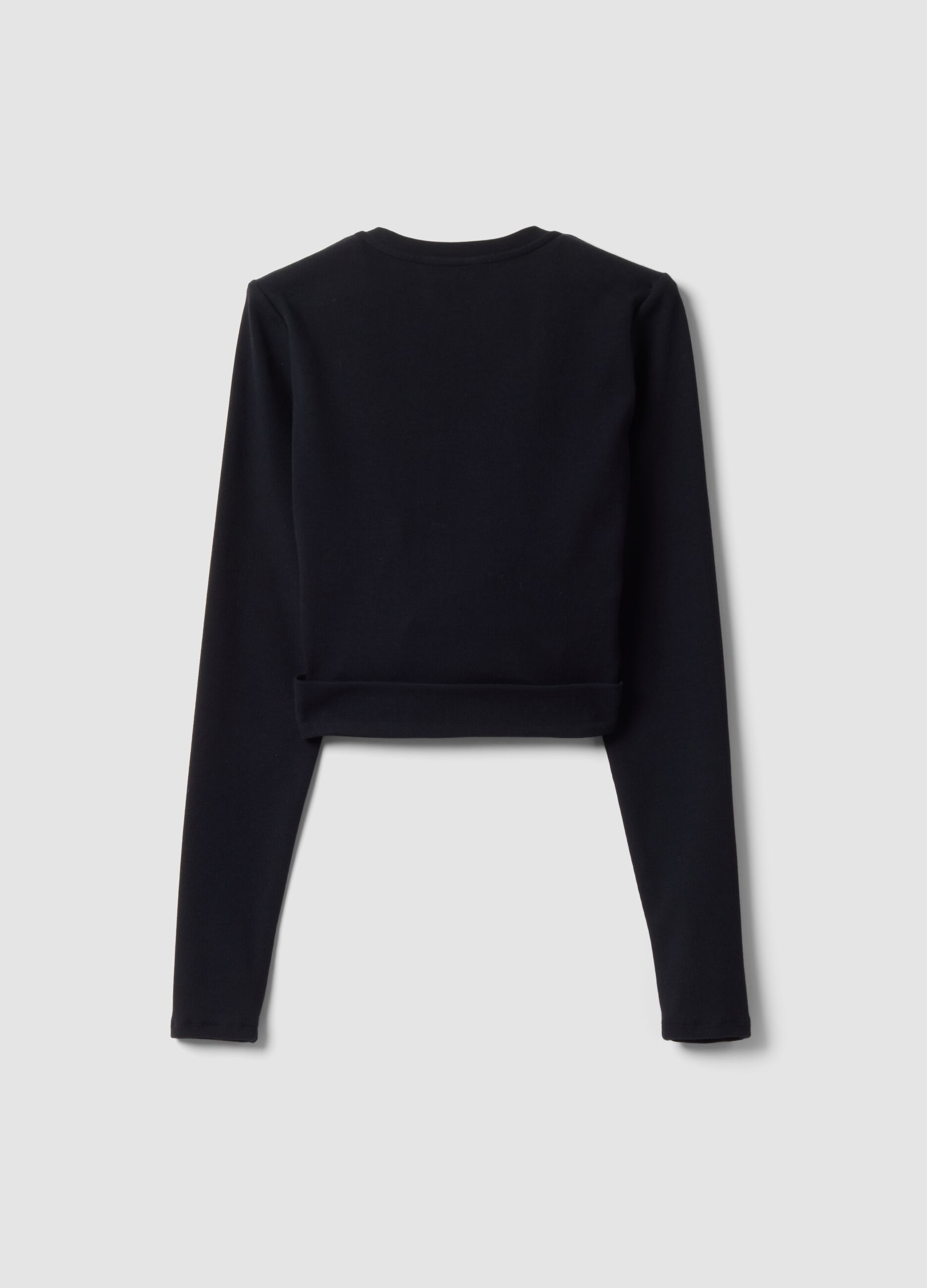 Blue stretch-cotton cardigan with deep V-neck