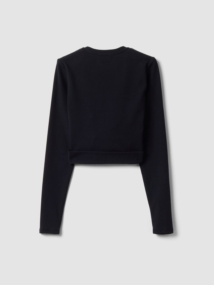 Cardigan nero in cotone elasticizzato con Scollo profondo a V_6