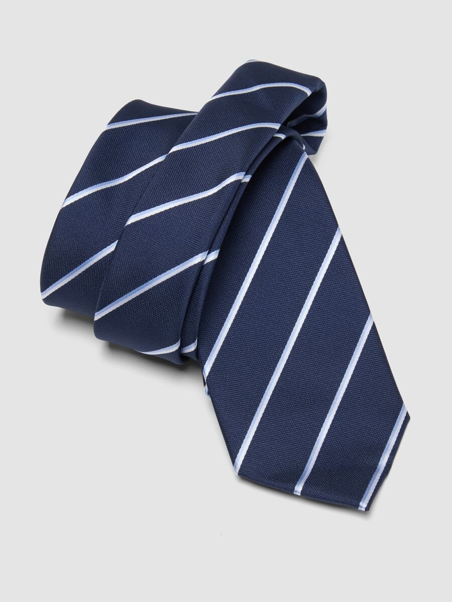Cravatta blu pala 7,5 cm a righe_2