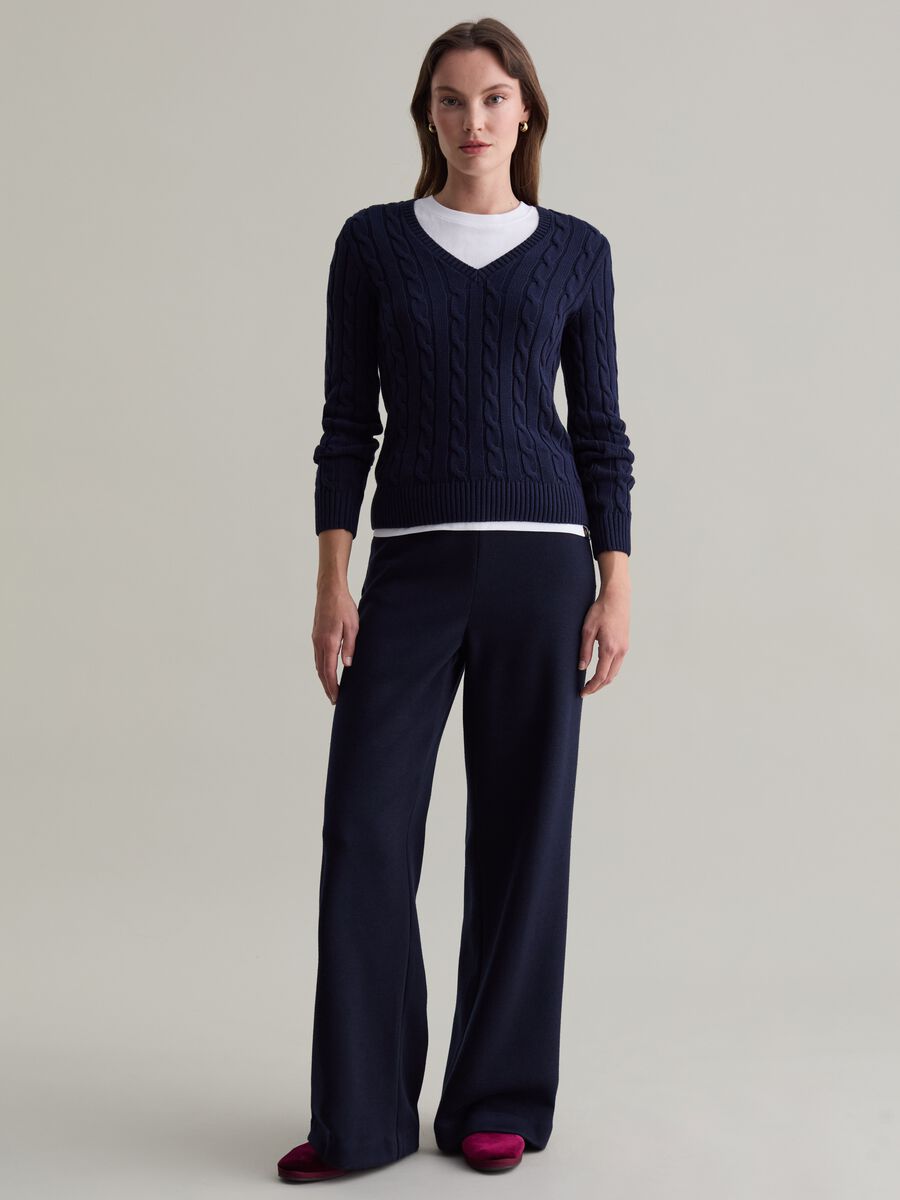 Pullover a trecce con scollo a V_2