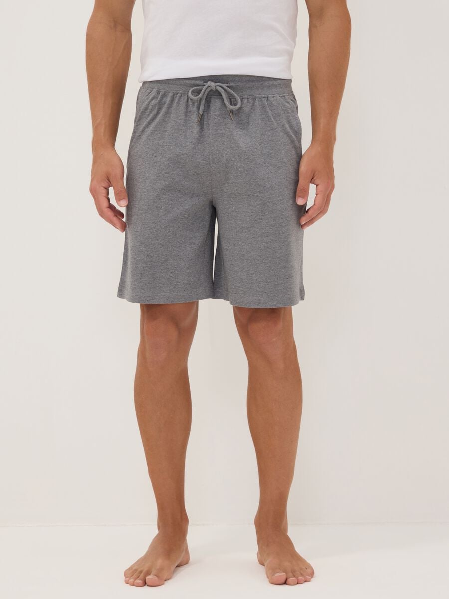 Pantaloncini pigiama grigi in cotone organico_1