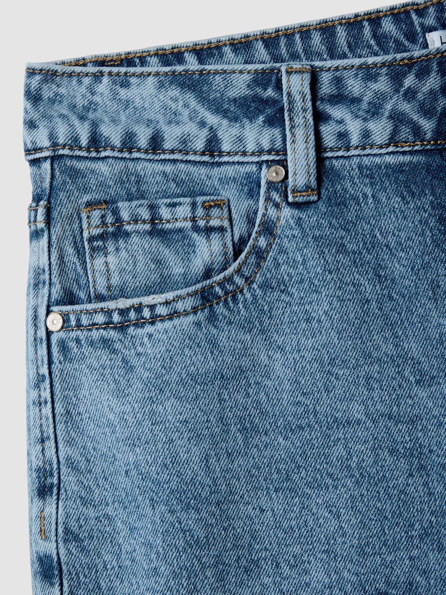 Regular fit blue denim cotton blend trousers_5