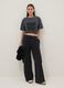 Black pure cotton wide leg jogger trousers_0