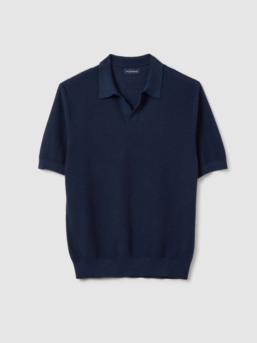 Men's blue pure cotton polo shirt regular fit_0