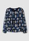 Blue and white geometric print blouse, regular fit_0