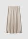 Beige satin skirt with regular fit and elastic waist_4