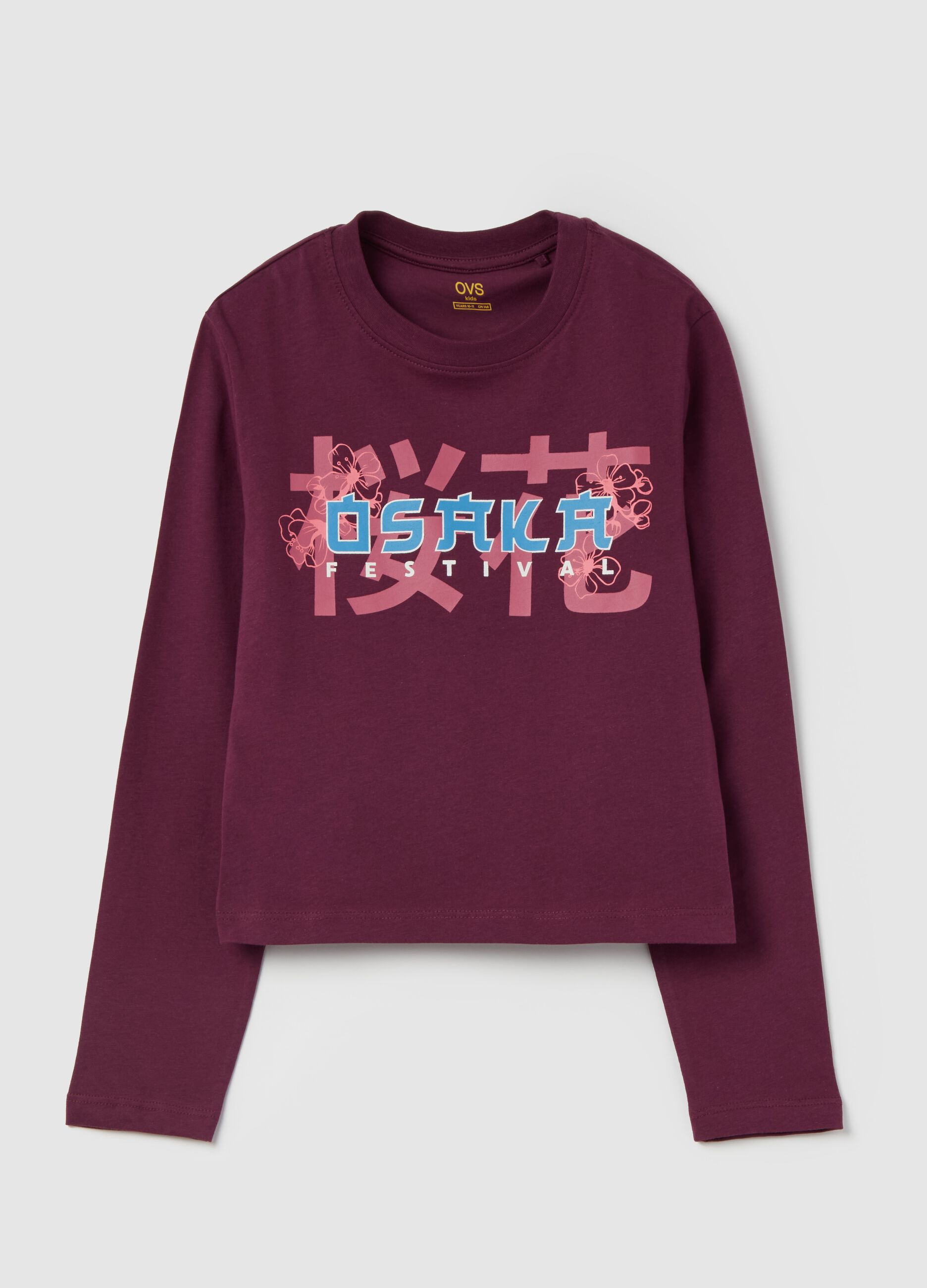 T shirt crop a maniche lunghe con stampa OVS KIDS da Ragazza OVS