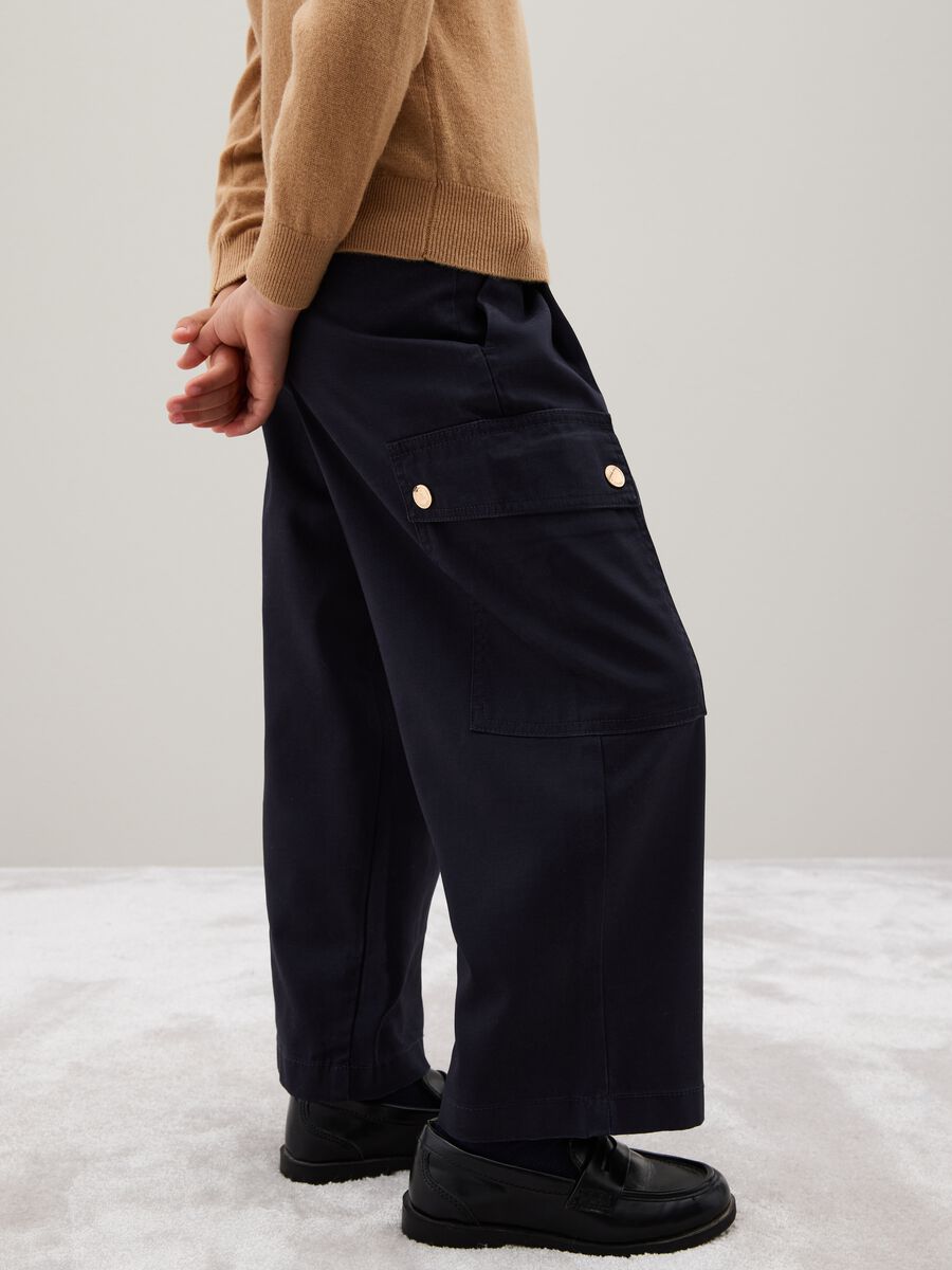 Girls' Blue Cotton Blend Trousers_2