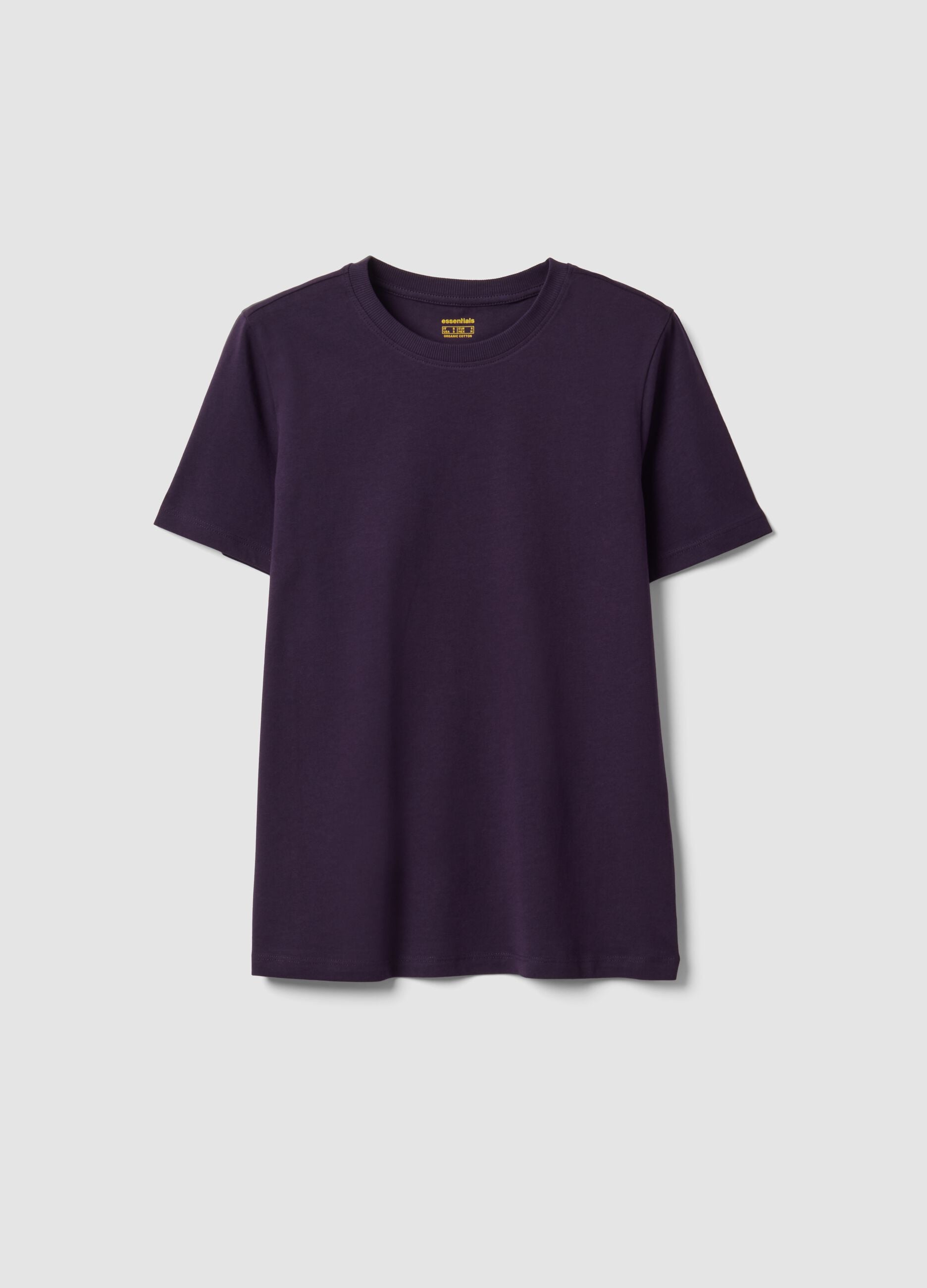 Purple organic cotton crew-neck T-shirt, regular fit