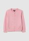 Girls' pink regular fit cotton blend cardigan_0