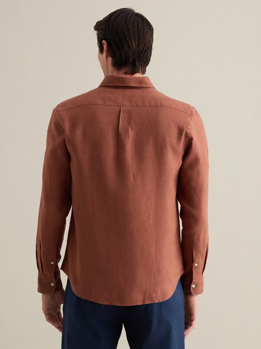 Regular Brown Linen Shirt_3