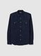 Regular fit blue pure cotton shirt in corduroy_4