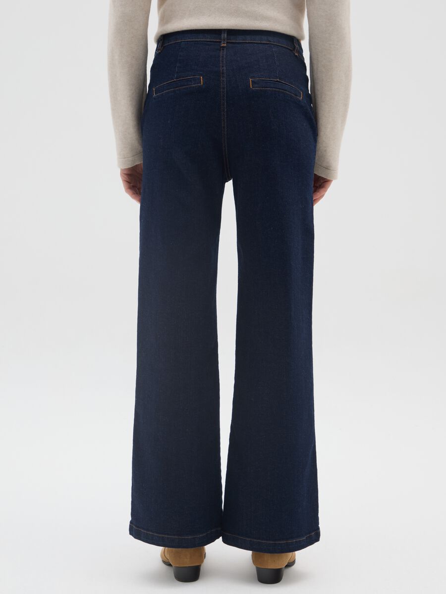 Blue Stretch Cotton Regular Fit Trousers_2