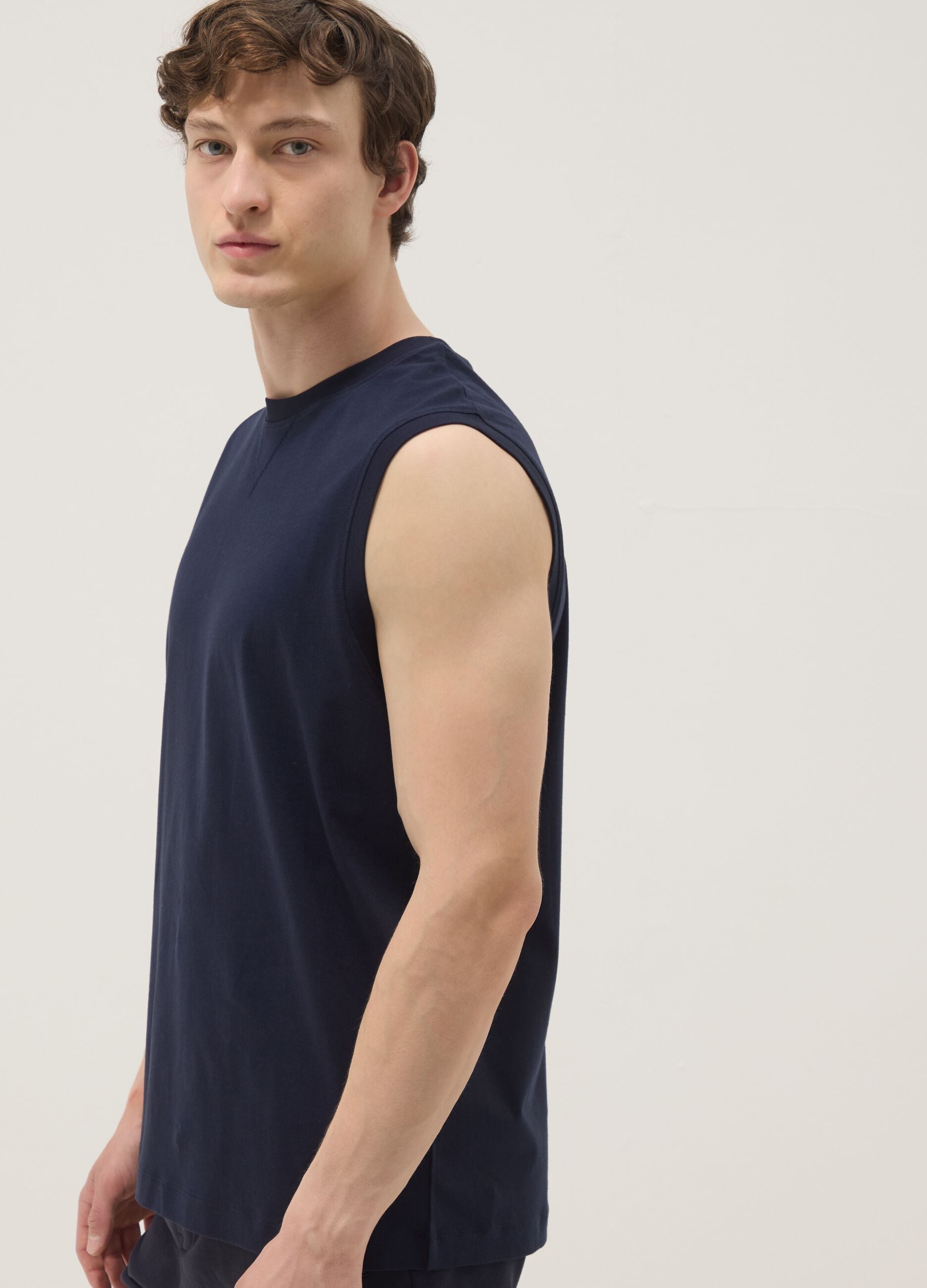 Blue pure cotton vest