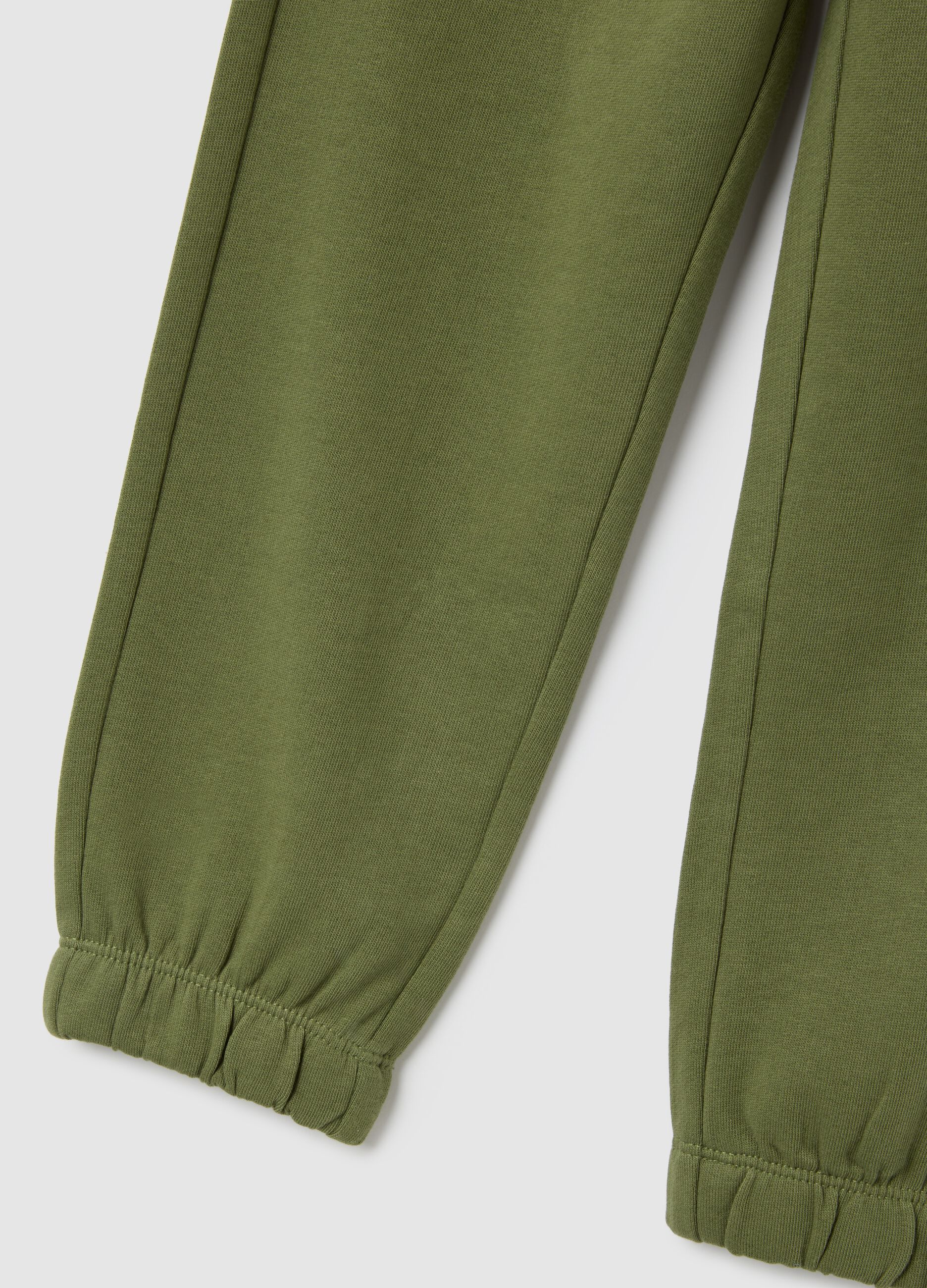 Children's green regular fit jogger trousers in pure cotton