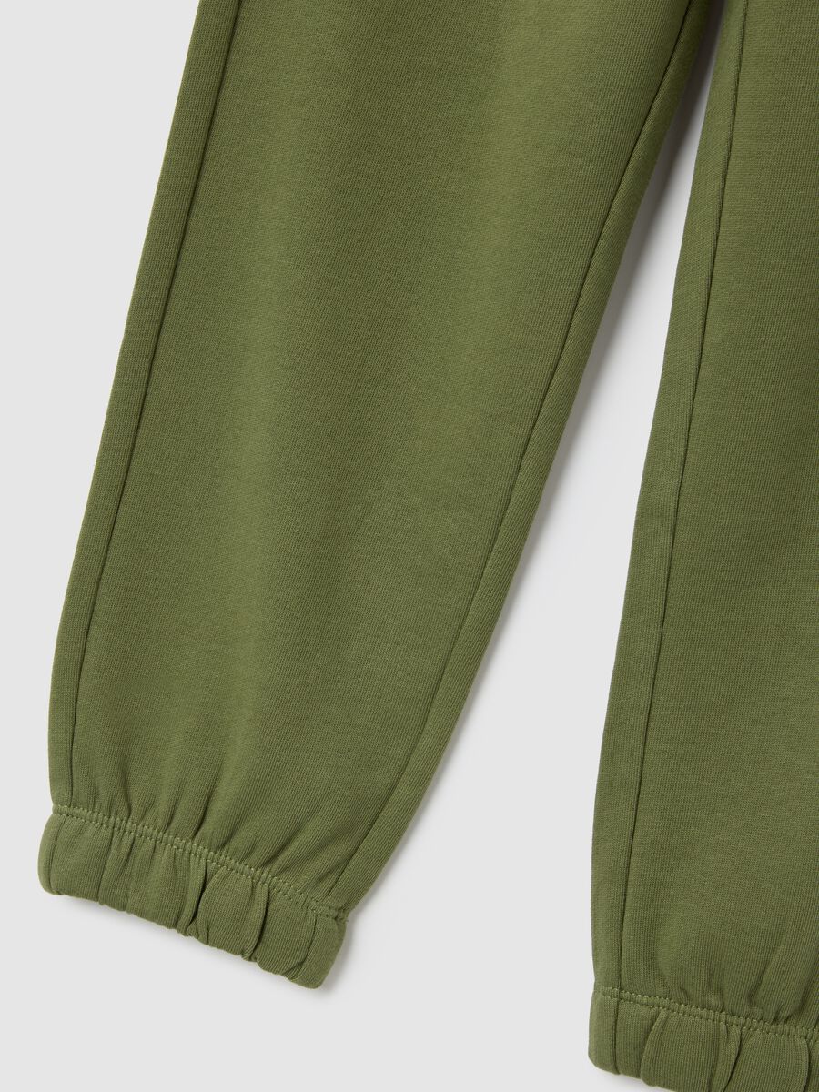 Children's green regular fit jogger trousers in pure cotton_2