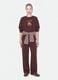 Felpa marrone in misto cotone con girocollo e stampa teddy_0