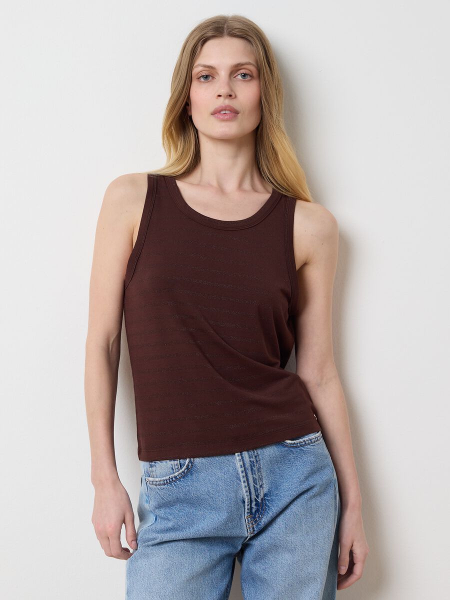 Women's Brown Viscose-Blend Tank Top, Regular Fit_0