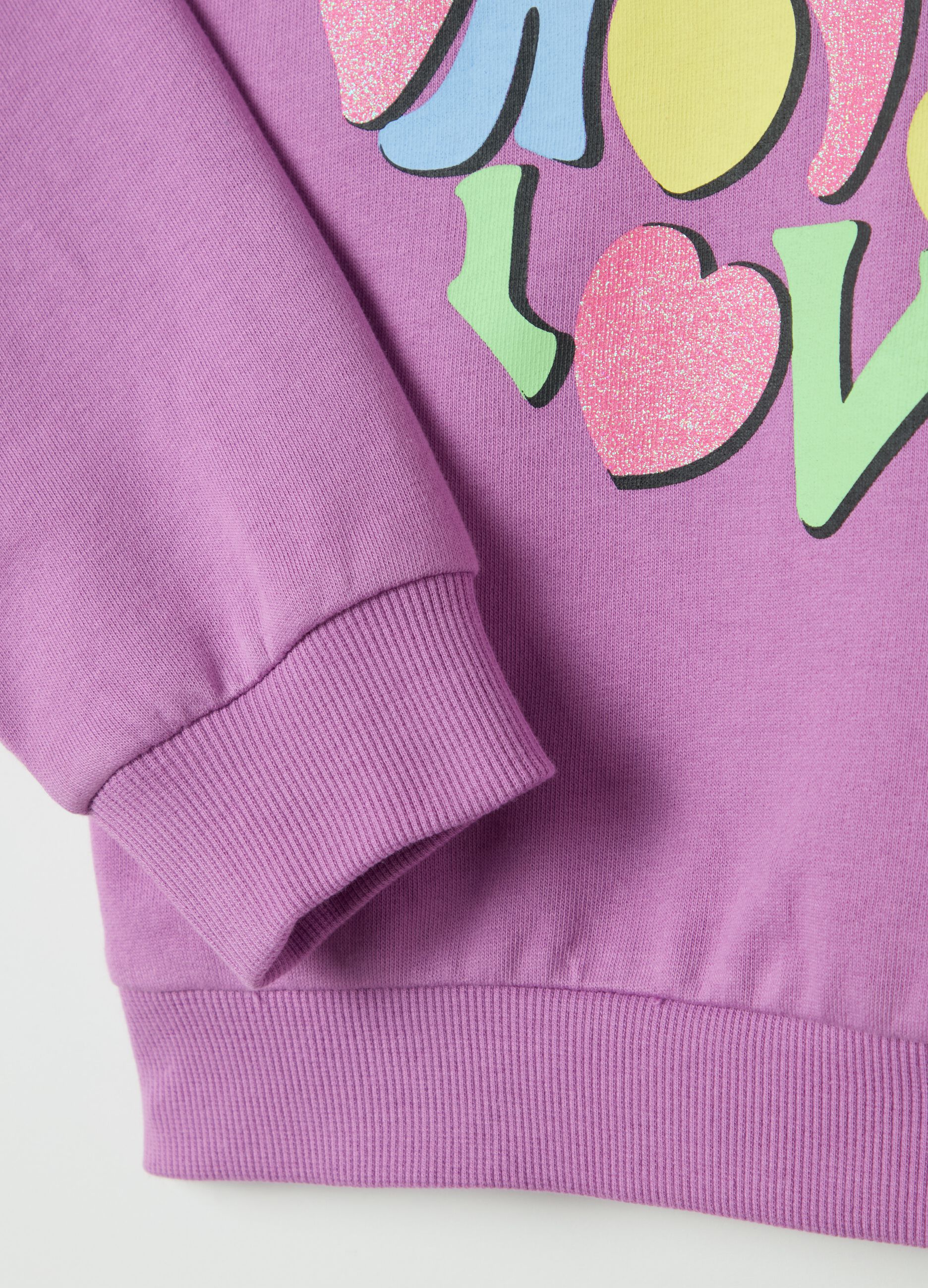 French terry sweatshirt with glitter print