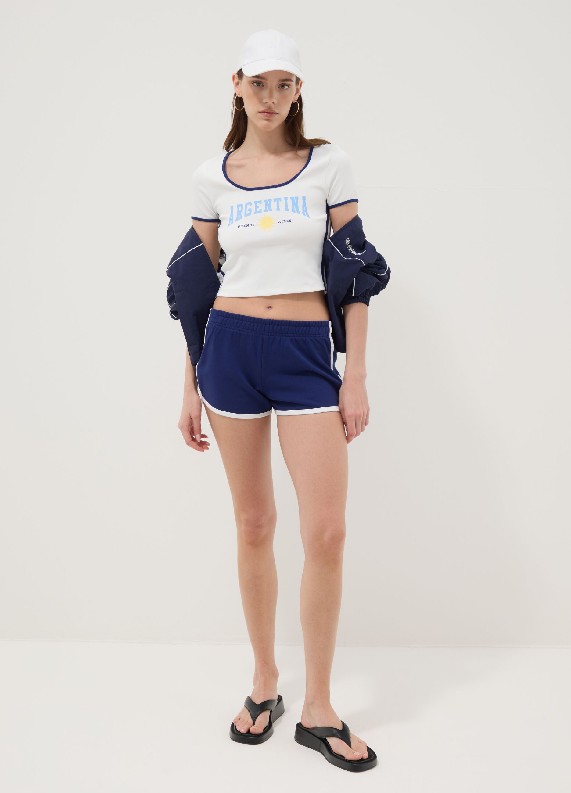 White short-sleeve stretch cotton T-shirt