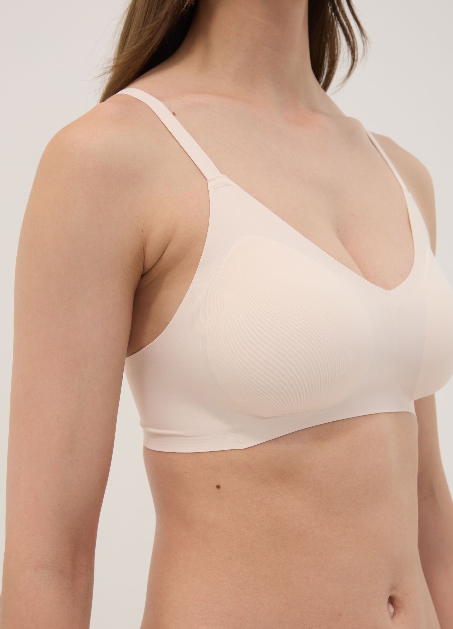 Pink stretch-fabric bra with removable padding