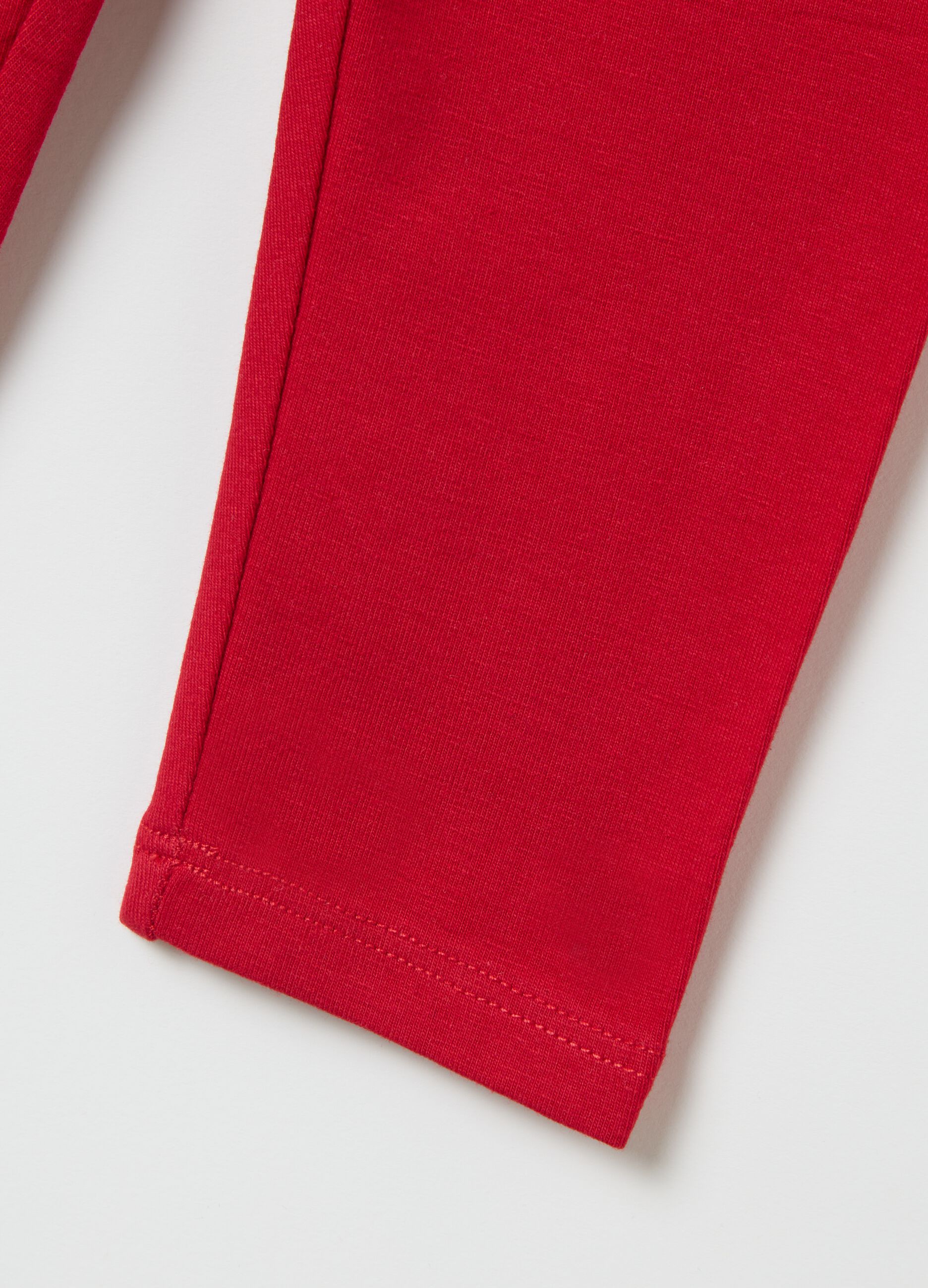Girls' red regular fit stretch cotton leggings
