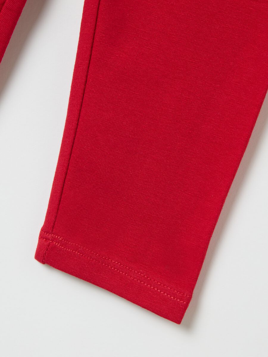 Girls' red regular fit stretch cotton leggings_2