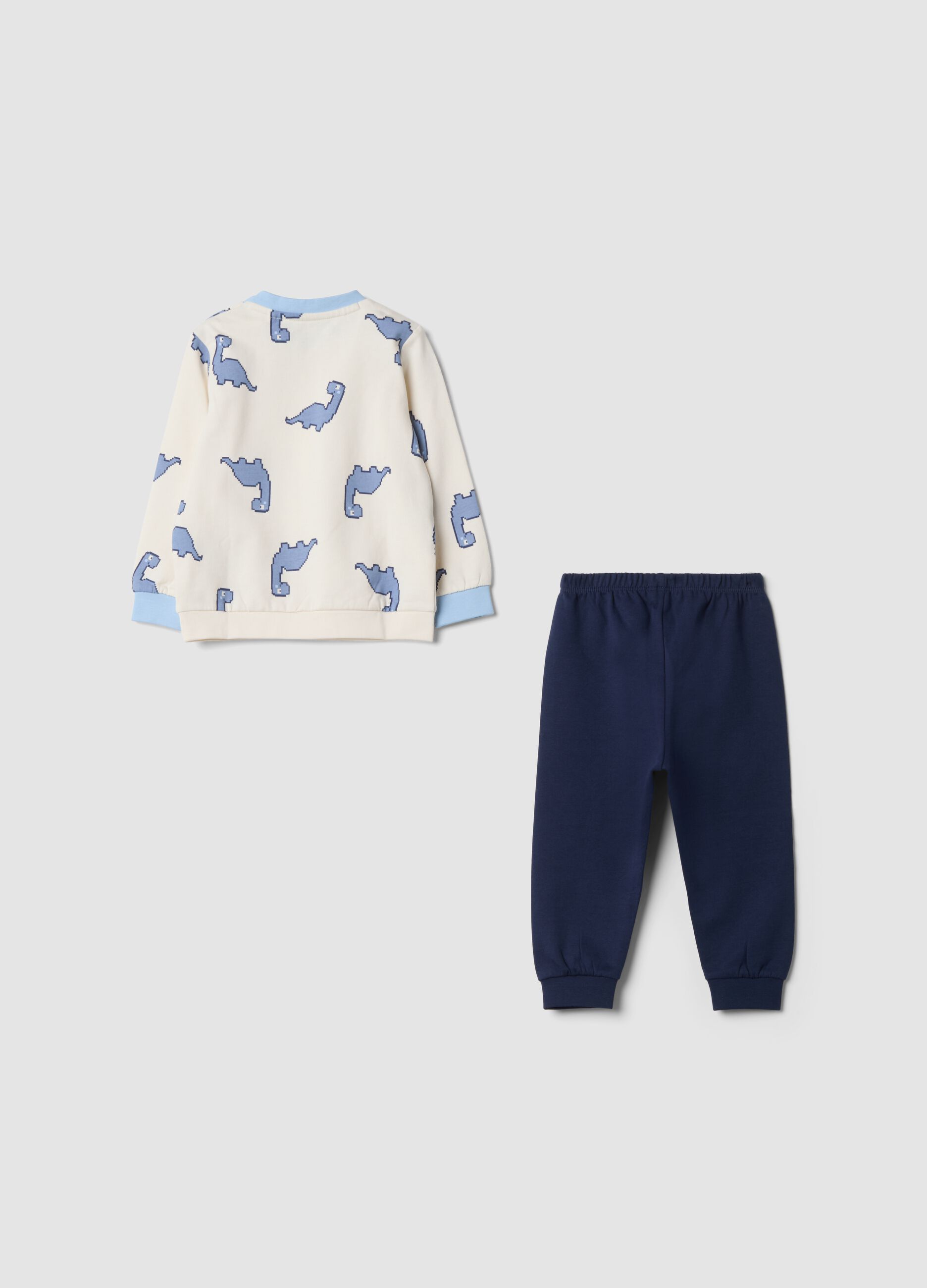 Pigiama blu in puro cotone organico con girocollo