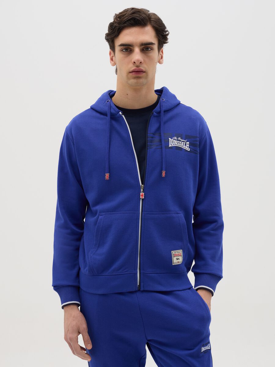 Blue full-zip sweatshirt with hood_0