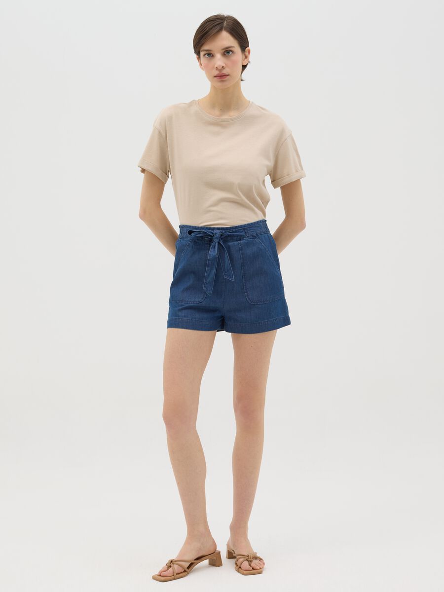 Beige boxy-fit T-shirt in cotton_1