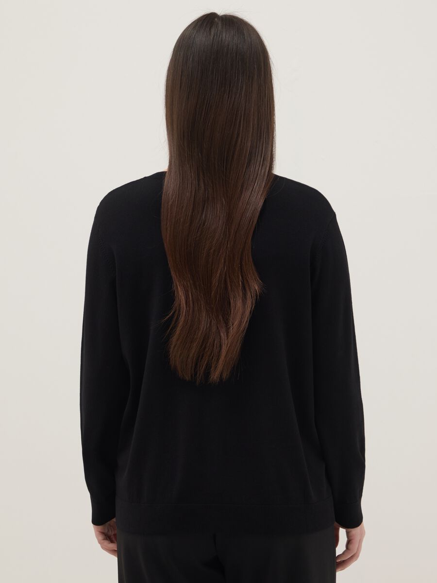 Black viscose blend regular fit cardigan with buttons_2