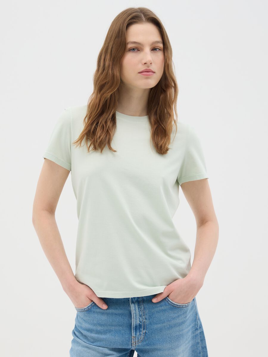 Women’s green regular-fit T-shirt in 100% cotton_0