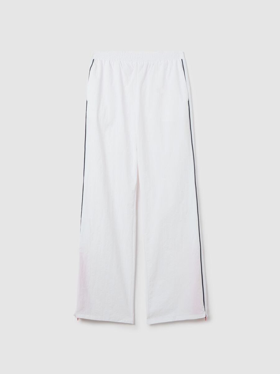 White nylon joggers with splits and zip_4